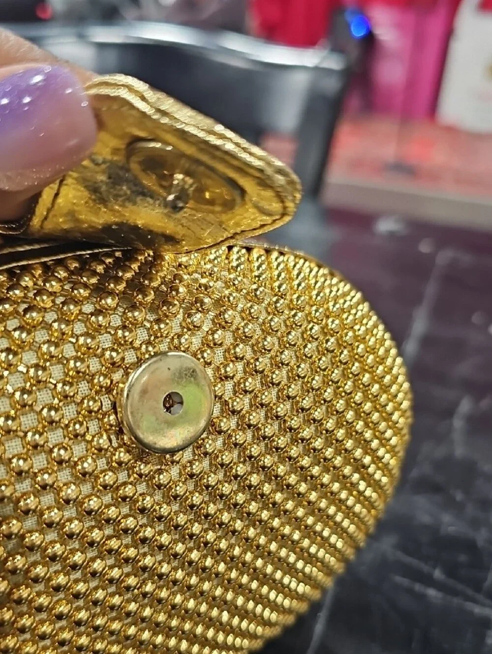Gold Beaded Oval Evening Clutch - Women Bags